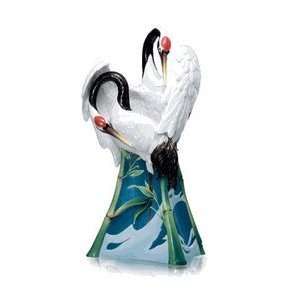  Franz Porcelain Harmony red crested crane bird large vase 