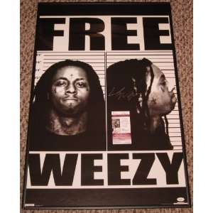 LIL Wayne Free Weezy Signed Autographed Framed Poster Jsa Coa Matching 