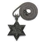 Iced Out Pave Star of David Pendant w/Franco Chain Hematite Bk MP444HE
