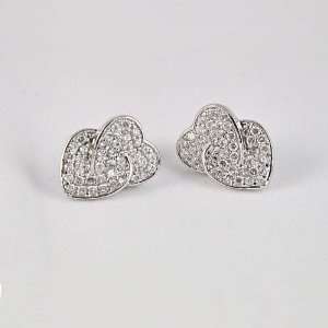  Twin Hearts .925 Silver Earrings Jewelry
