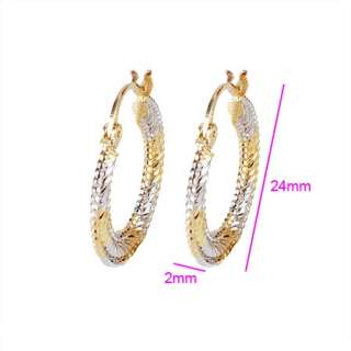 So Elegant 9K Gold Filled 2Tone Womens Hoop Earrings 110926 11  