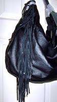 NWT $425 Donald Pliner Numa Black Fringe Leather Handbag Bag Purse 