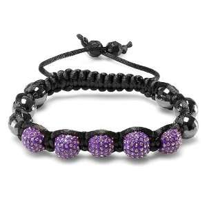 Bracelet Mens Ladies Unisex Hip Hop Style Pave Five Crystal Purple 