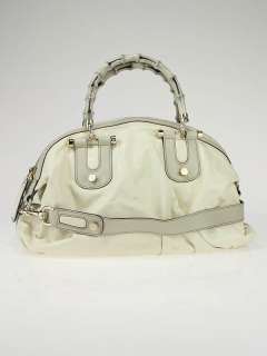 Gucci Ivory Leather Pop Bamboo Sukey Tote Bag  
