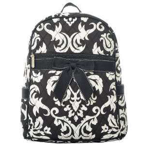  Quilted Damask Print Zippered Backpack: Baby