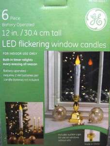 GE 6 piece Battery Operated 12in Led Flickering Window Candles Built 