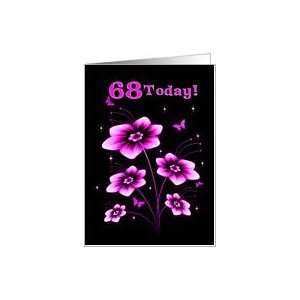 68th Birthday with Flowers and butterflies Card Toys 