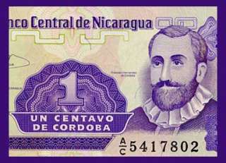 CENTAVO Note NICARAGUA 1991   CORDOBA Portrait   UNC  