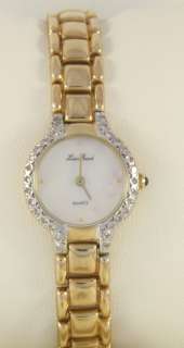 Lucien Piccard 14k Gold Ladies Diamond Pearl Dial Watch  