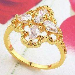 Luxuriant 18K Yellow Gold Filled Vogue Womens Zircon Rings R052 7 