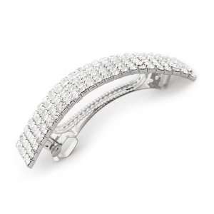  Bridal French Barrette Style Silver Plated Crystal Hair 