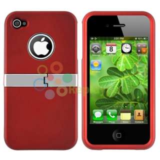 DELUXE Red CLIP ON HARD CASE COVER W/CHROME STAND FOR iPhone 4 G 4TH 