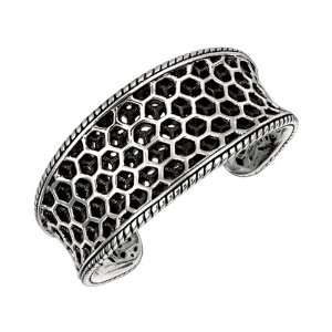 Sterling Silver Honeycomb Texturized Cuff Bracelet LIFETIME WARRANTY