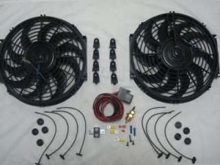 12 Dual Electric Fan w/ 180 Degree Thermostat Relay Kit & Mounting 