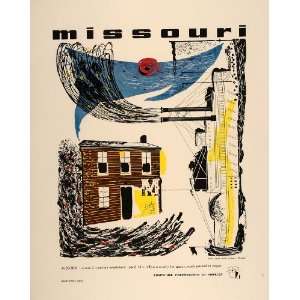  1948 CCA Art Lester Beall Missouri Steamboat Print NICE 