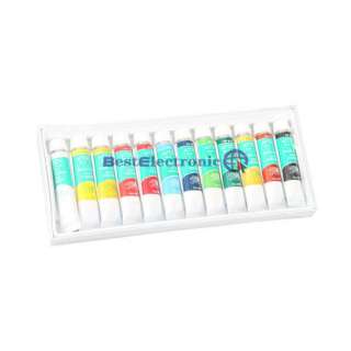 12Colors Nail Art Tips Acrylic Gel Paint Tube Box Set  