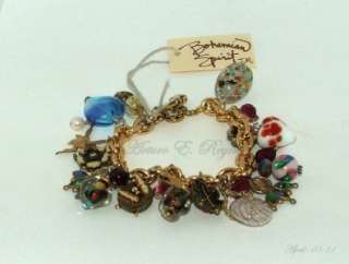 Artisan Czech Glass Beads Enamel CHARMS Bracelet  