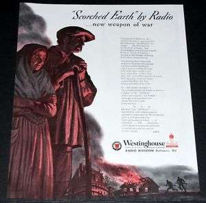 1944 OLD WWII MAGAZINE PRINT AD, WESTINGHOUSE RADIO, NEW WEAPON 