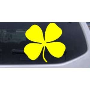 Four Leaf Clover Car Window Wall Laptop Decal Sticker    Yellow 14in X 