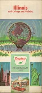 1964 SINCLAIR Worlds Fair Dinosaur Road Map ILLINOIS  