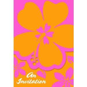  Hibiscus Pink Invitations 8ct