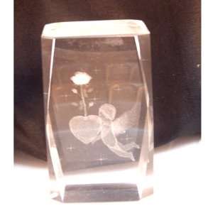  Angel with Heart and Rose Laser Art Crystal: Home 