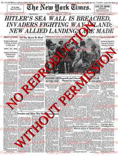 New York Times June 7 1944 WW11 Old Historic Birthday Newspaper World 