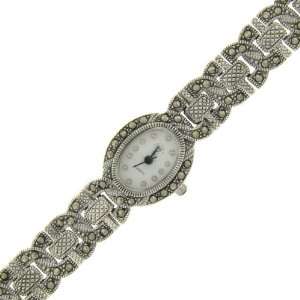  Sterling Silver Marcasite Link Oval Watch Jewelry
