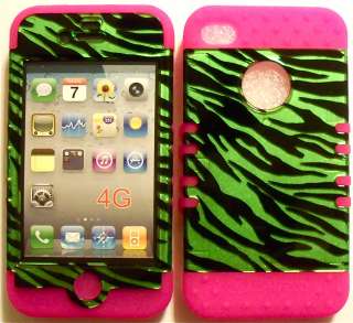   Pink Silicone Apple iPhone 4 4S Hybrid 2 in 1 Rubber Cover Case  