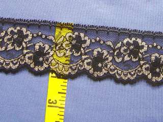 Two tone Scalloped Floral Flat Lace Edging 2 Black & Shiny Silver 5 