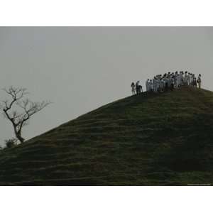 Sun Worshippers at the Spring Equinox Atop the Olmec Pyramid Stretched 