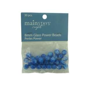  Bulk Pack of 96   30 pc 8mm blue glass power beads (Each 