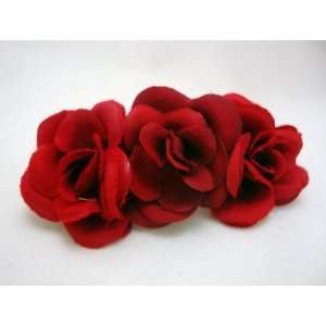  Red Triple Rose Hair Flower Clip: Beauty