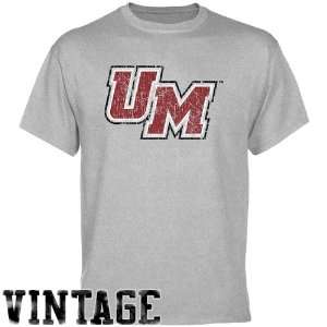  NCAA UMass Minutemen Ash Distressed Logo Vintage T shirt 