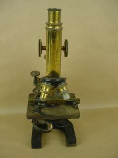 Bausch & Lomb 1880s Antique Brass Microscope w/3 lens turret NICE 
