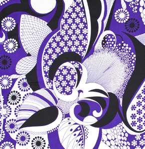 Alfred Shaheen Purplasian Prints STYLIZED TROPICAL GARDEN Purple AS25 