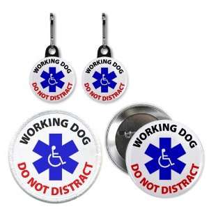 WORKING DOG DO NOT DISTRACT Medical Alert Button Patch Zipper Charms