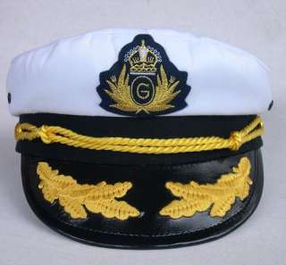 NEW Captain Cap Captains Hat,Skipper Sailor Boat Yacht  