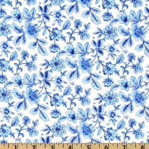   Blue Wood Block Blue/White Fabric By The Yard: Arts, Crafts & Sewing