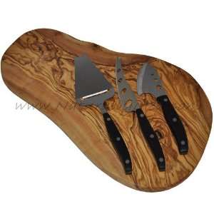   Wood Cheese Board 16 with Set of 3 Cheese Knives