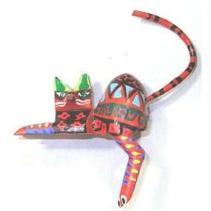    Colorful Shelf Cat Small Oaxacan Wood Carving