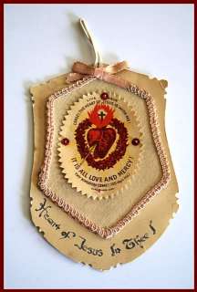 Large Vintage Nun Hand Made SACRED HEART OF JESUS Badge  