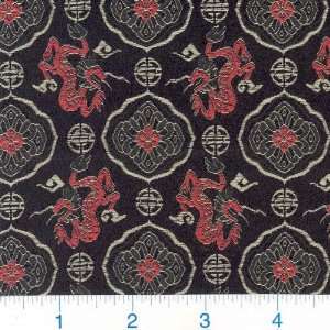   Oriental Brocade Symbols Black Fabric By The Yard: Arts, Crafts