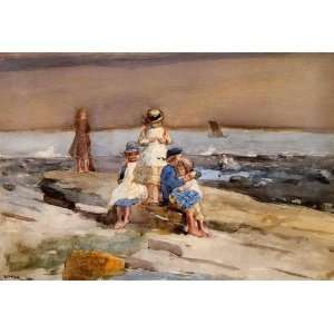 Oil Painting Children on the Beach Winslow Homer Hand Painted Art