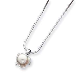   16in Simulated Pearl Pendant on Snake Chain/Sterling Silver Jewelry