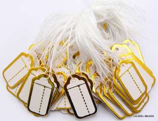 200 pcs Tie on Jewelry PRICE TAG Gold White Label T24  