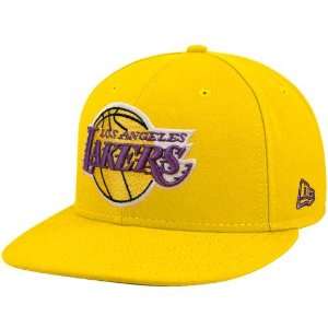 New Era Los Angeles Lakers Gold 59FIFTY Primary Logo Flat Brim Fitted 
