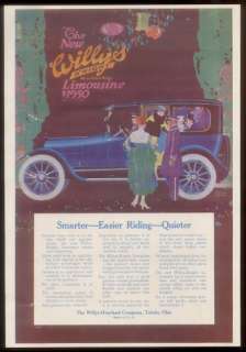 1916 blue Willys Overland Knight limousine car BIG COLOR Myron Perley 