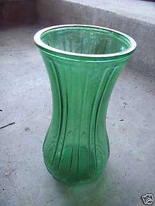 GREEN HOOSIER GLASS VASE # 4087 B 25A  