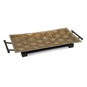   Rectangular Glass Tray Accent with Metal Stand